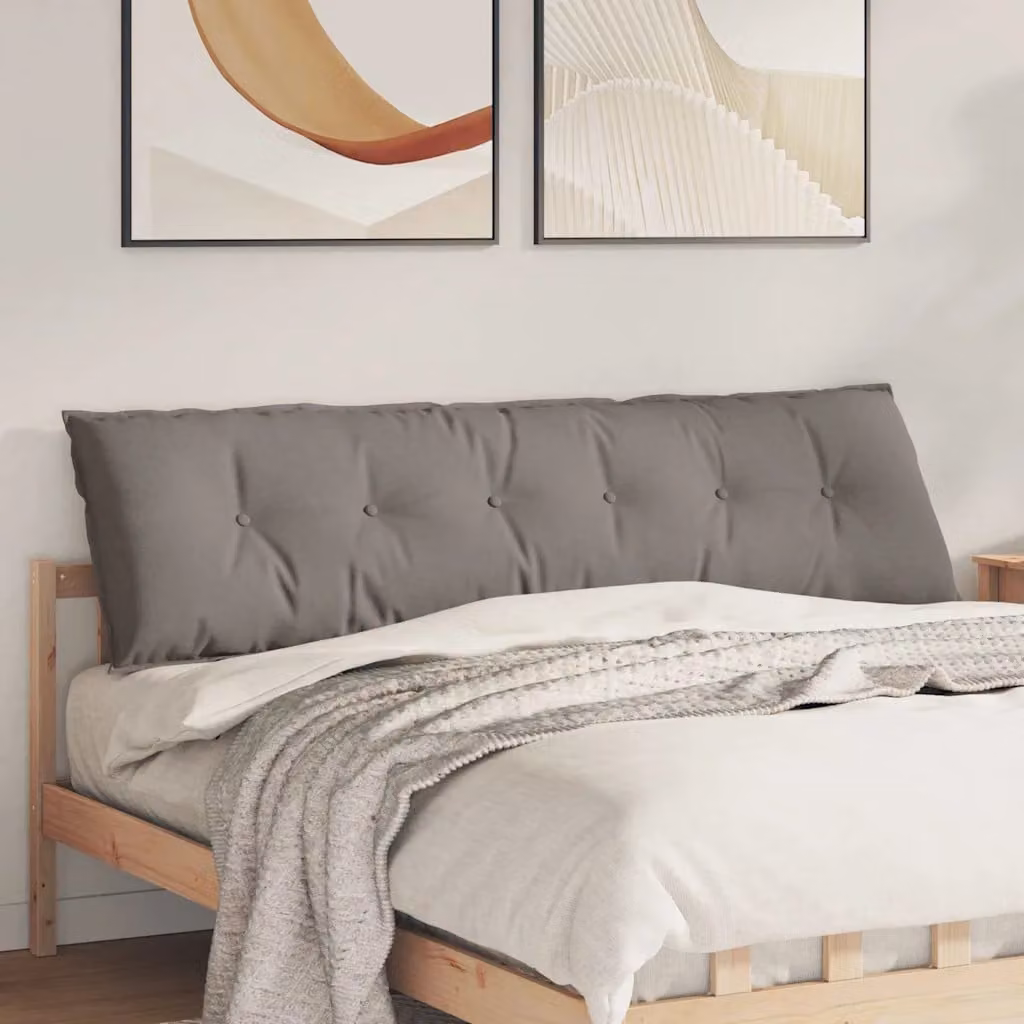 Cuscino per schiena ergonomico vidaXL in tessuto con rivestimento rimovibile, disponibile in beige o grigio, L 180 x P 19 x H 50 cm