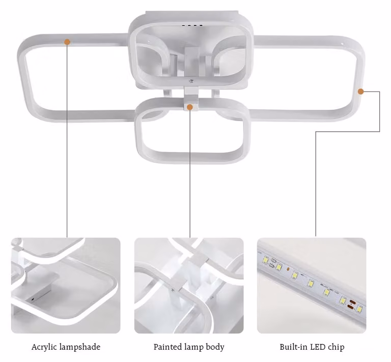 Pannello LED quadrato moderno - A7201 - 60 W - 6500 K (bianco freddo) - 2 sorgenti luminose - Non dimmerabile - Montaggio a soffitto - Adatto per ambienti da 5 a 10 m²