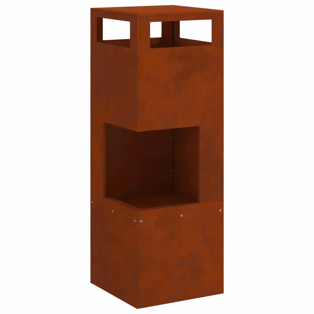 Braciere Chiminea Videx in Acciaio Marrone con Effetto Legno resistente alle intemperie – 2