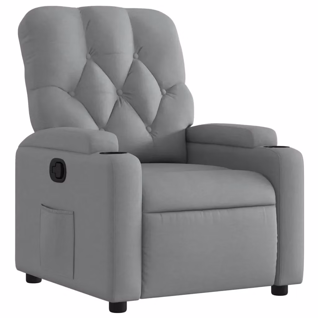 Poltrona Reclinabile Relax in Tessuto Grigio con Braccioli e Regolazione Manuale – 2