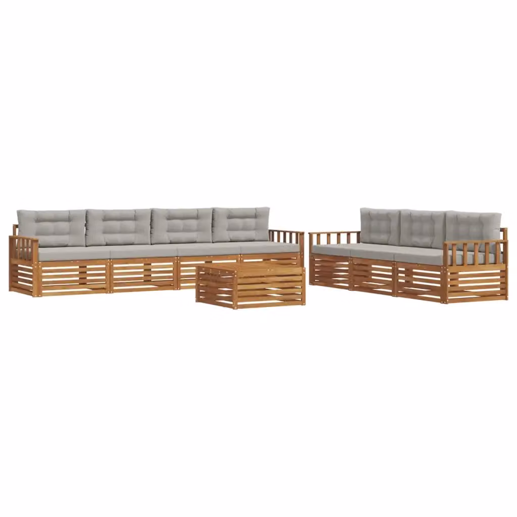 Set di divani da esterno 8 pezzi vidaXL in legno di acacia con cuscini beige e grigio – 2