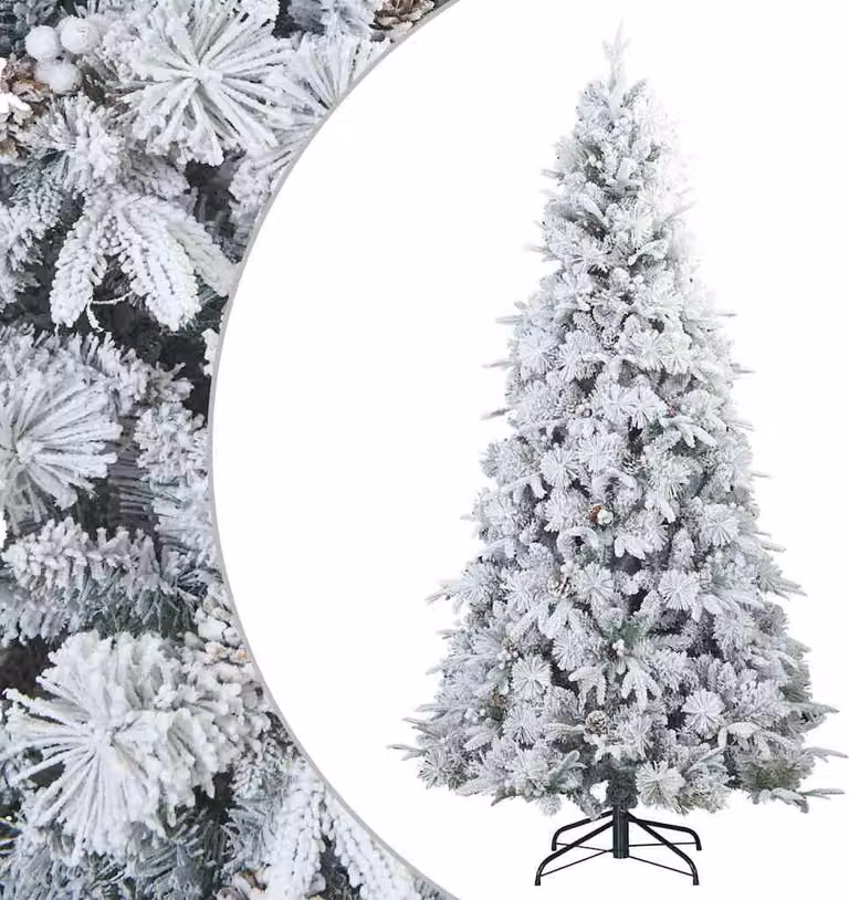 Albero di Natale Artificiale Snodato Foderato di Neve Bianco