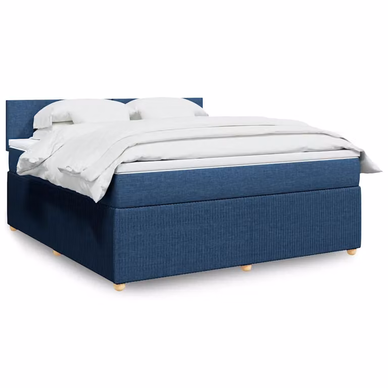 vidaXL Giroletto a Molle con Materasso Ibrido in Tessuto Blu e Bianco L/P: 180 x 200 cm