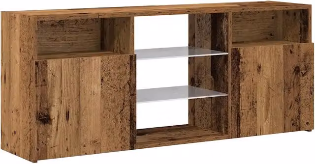 Mobile TV sospeso moderno HELLOSHOP26 con luci LED integrate in legno composito color marrone, L 120 x P 30 x H 50 cm – 1