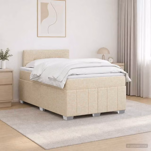 Letto box spring ibrido vidaXL con materasso a molle insacchettate e base contenitore, colore beige e bianco, L/P/H: 120 x 200 x 100,5 cm