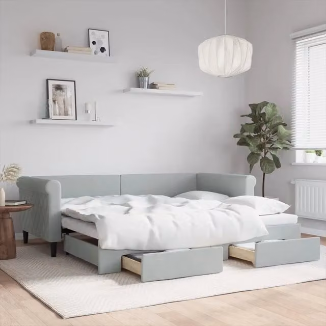 Divano Letto Moderno vidaXL Grigio con Struttura Imbottita per Soggiorno e Camera da Letto