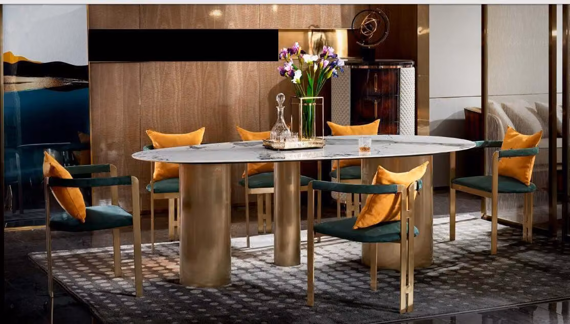 Esstisch Gruppe Essgarnitur Tisch 4x Lehn Stühle Möbel Esszimmer Tische Leder