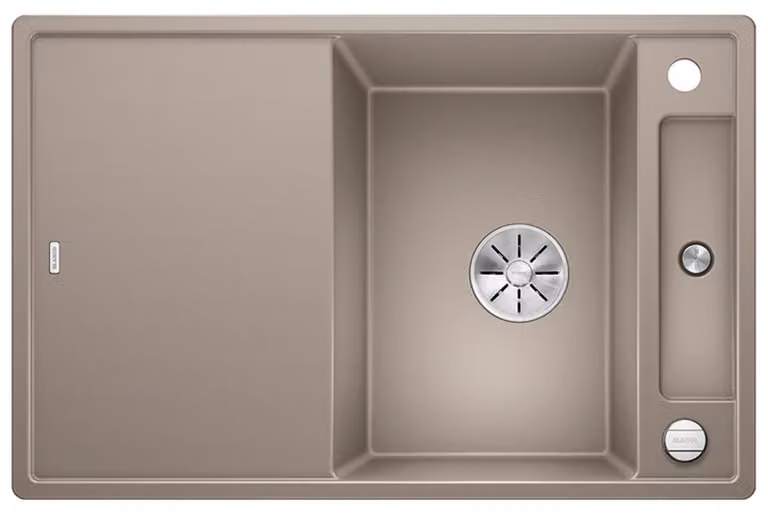 BLANCO AXIA III 45 S, SILGRANIT® PuraDur®, tartufo, reversibile, incluso tagliere in vetro
