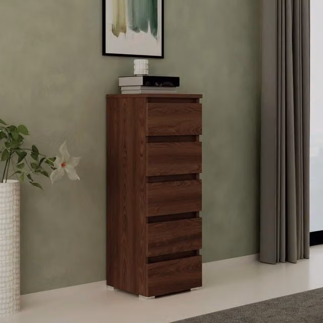 Cassettiera 5 cassetti 47x40x127h MONTATA colore noce antico