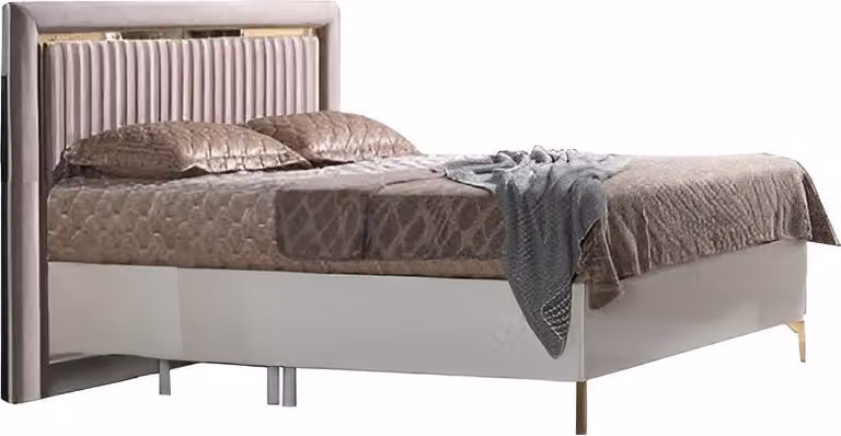 Bett Doppelbett Schlafzimmer 160сm Matratze Beige moderner Stil Hochwertig
