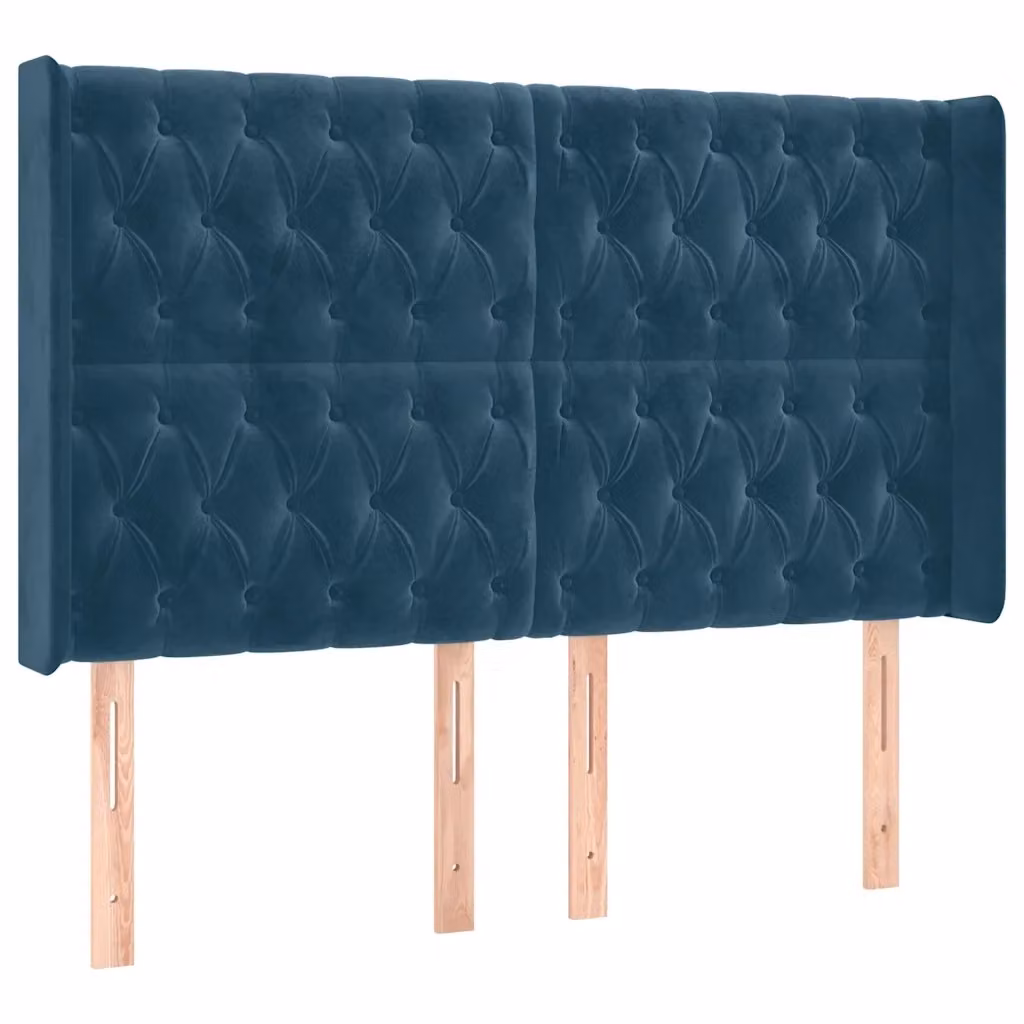 Testiera ad orecchio vidaXL in velluto blu scuro L: 147 cm, P: 16 cm, H: 118-128 cm – 2