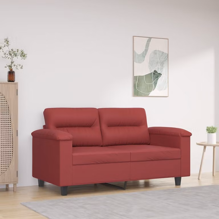 vidaXL Divano a 2 Posti Moderno in Similpelle Rosso con Struttura in Metallo L: 150 cm, P: 77 cm, H: 80 cm