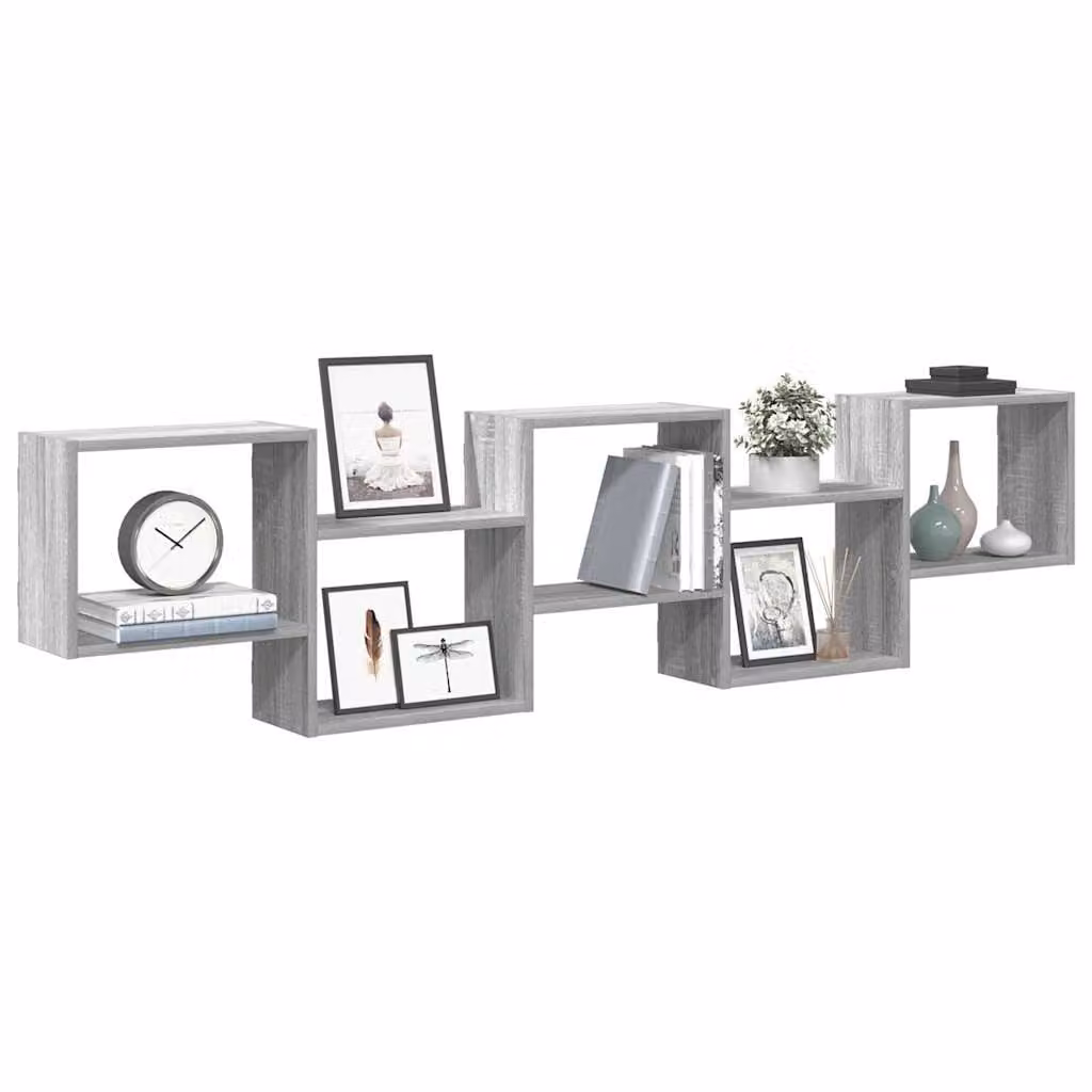 vidaXL Mensola a Cubo da Parete con 5 Scomparti in MDF Grigio Moderno
