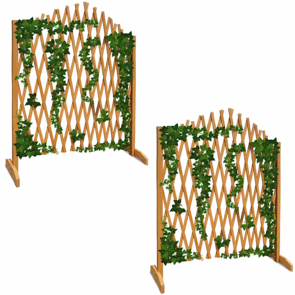 Set di 2 tralicci per rampicanti Gardebruk in legno marrone, supporto autoportante per piante ornamentali e da interno, H: 200 cm x L: 107 cm – 2