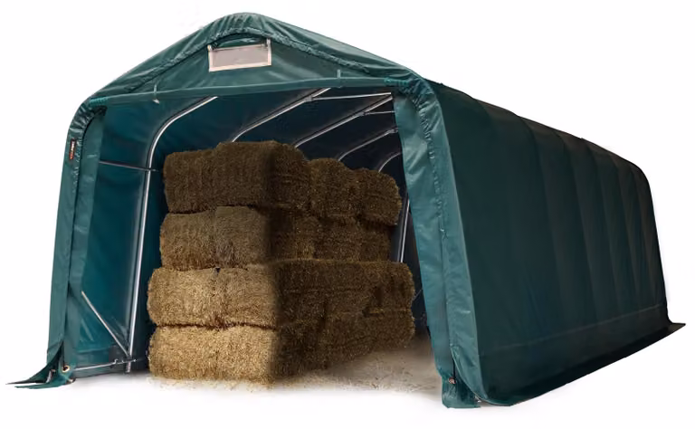 TOOLPORT Tenda da pascolo 3,3x8,4m riparo robusto telo verde in PVC 800N per cemento