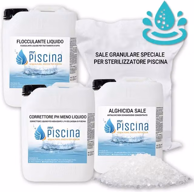 Kit di mantenimento per piscina al sale Mrpiscina con elettrolisi e prevenzione alghe per volumi da 110 a 200 m³