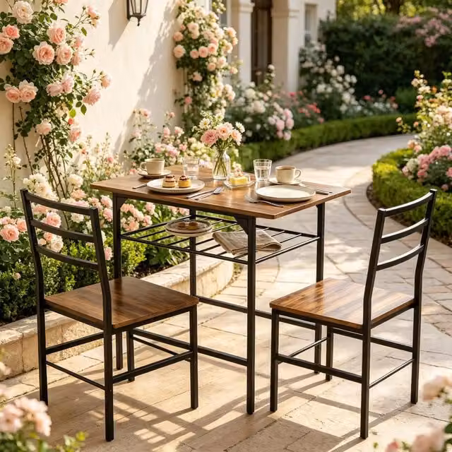Set sala da pranzo moderno e salvaspazio con tavolo e 2 sedie, mobili compatti (inclusi solo 1 tavolo e 2 sedie)