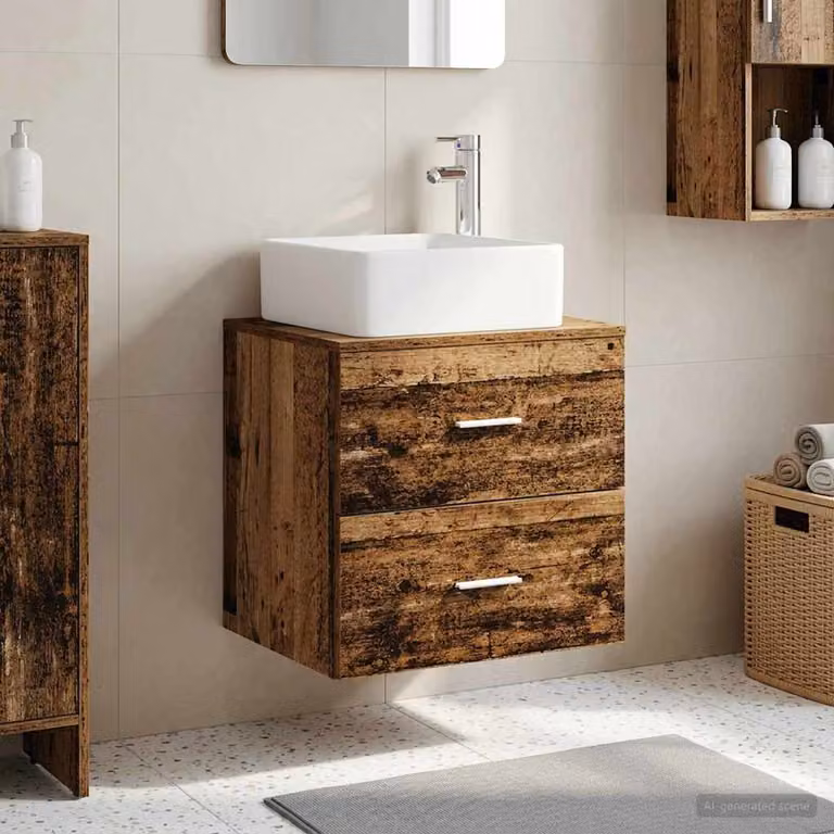 vidaXL Mobile Lavabo da Parete in Legno MDF Colore Marrone L: 49,5 cm, P: 41 cm, H: 63 cm