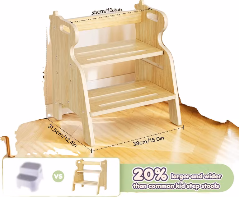 Scala a pioli, con altezze regolabili, design adatto ai bambini, realizzata in legno