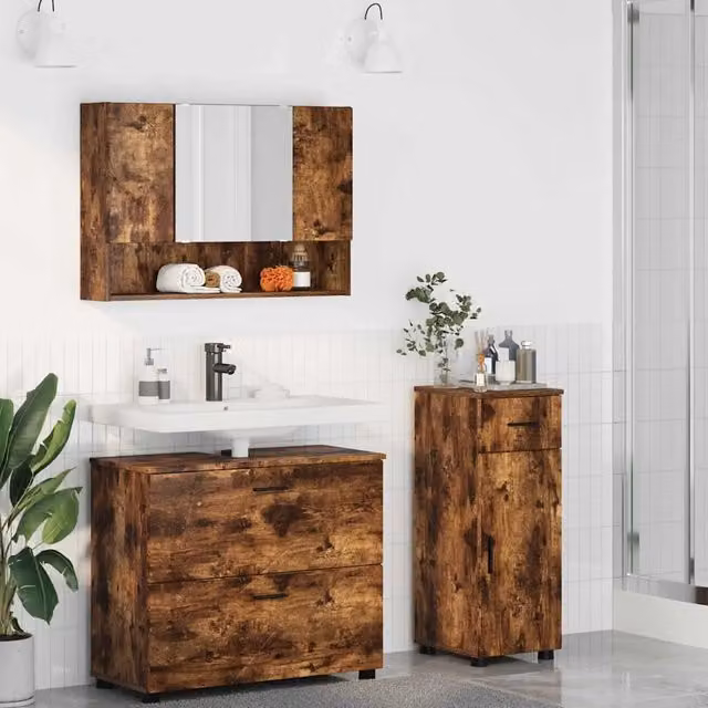 Set di mobili per il bagno 3 pz Rovere fumé 3393038