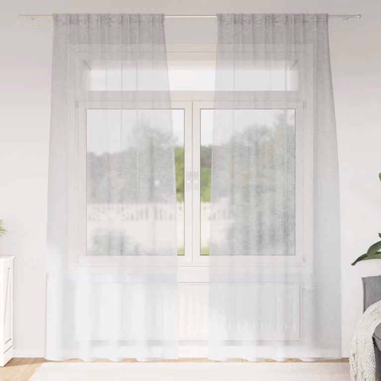 Set di 2 tendine velate vidaXL in poliestere grigio, L: 140 cm, H: 245 cm