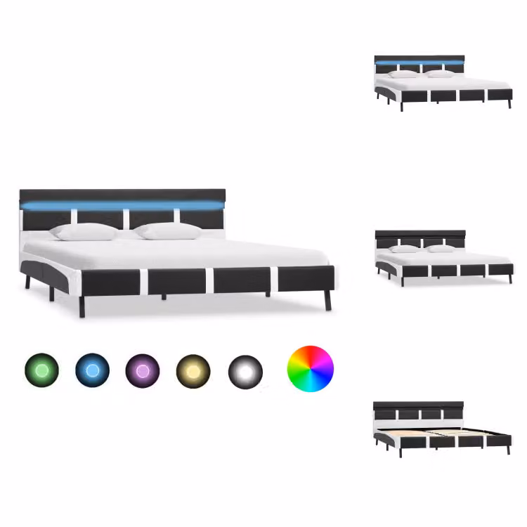 vidaXL Struttura letto con LED in Pelle finta grigia 120×200 cm - Letti e strutture letto