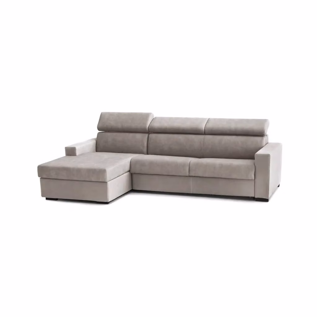 Divano Letto Aloet Talamo Italia, Divano ad Angolo con Penisola Contenitore Sinistra e Braccioli Slim, Made in Italy, Tortora, L: 260 cm, H: 85 cm, P: 95 cm – 2