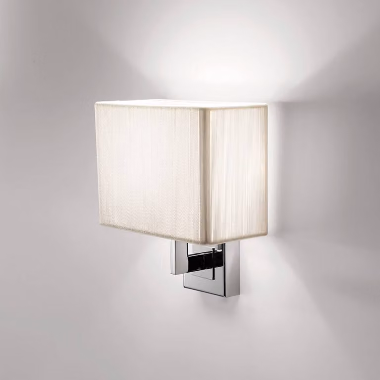Axo Light Applique da parete Clavius, dimmerabile, Cromo / Argento, Soggiorno / Sala da pranzo, Tessuto / Stoffa / Seta, Design, Applique