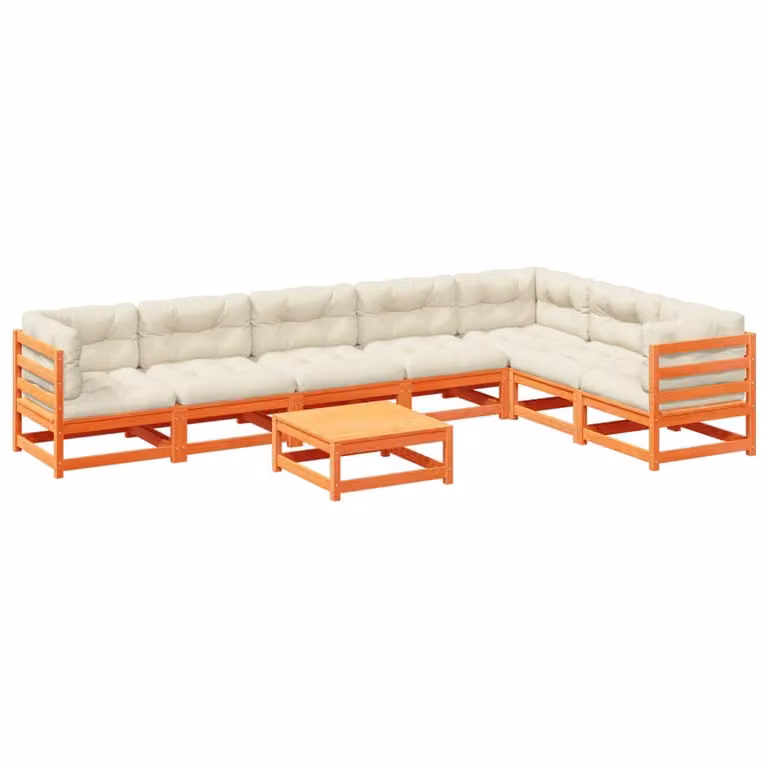 Maison Exclusive - Set Divani Giardino 8 pz con Cuscini Marrone Cera Massello Pino