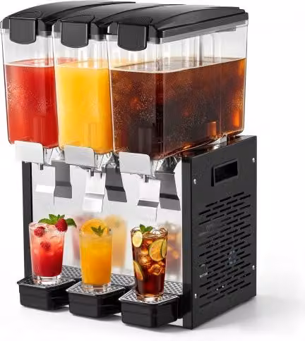 Dispenser di bevande fredde commerciale Vevor in acciaio inox color argento con 3 serbatoi da 10 l ciascuno