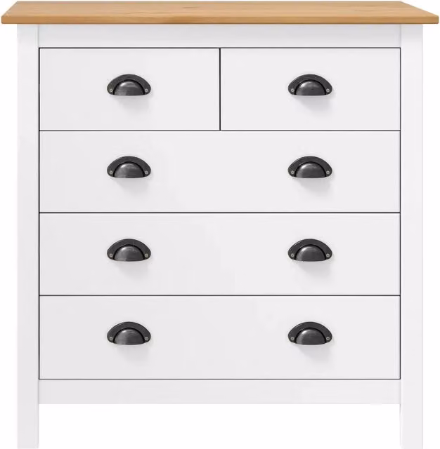 Credenza Buffet Hill Design Mania in Legno Massello di Pino Bianco L: 79 cm, P: 40 cm, H: 80 cm