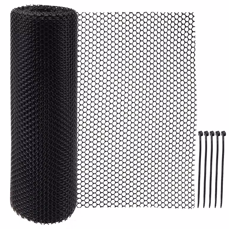 Rete da recinzione in plastica - Nera - 40 cm x 10 m - Maglia esagonale - Per giardino e artigianato - Antistrappo