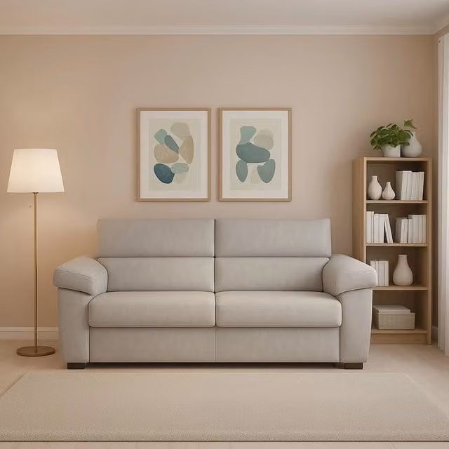 Divano 2 posti Pisogne DMORA Beige con rivestimento sfoderabile in tessuto e struttura in legno massello L/P/H: 185 x 95 x 100 cm
