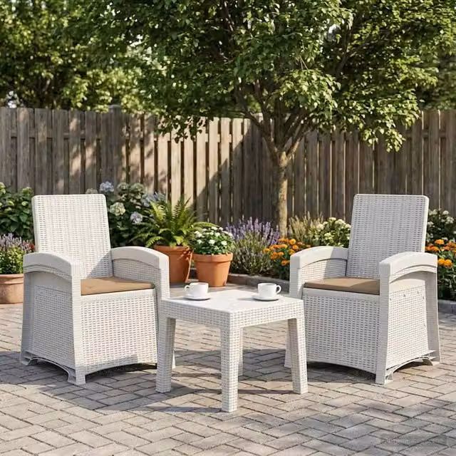 Sedia da giardino reclinabile effetto rattan 2 pz PP 8012026