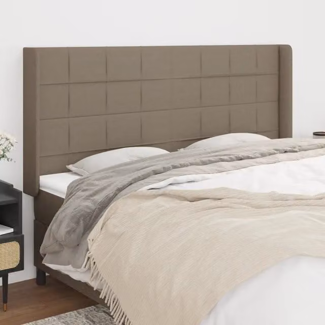 Testiera ad orecchio Design Mania in tessuto beige L: 183 cm, P: 16 cm, H: 118/128 cm – 1