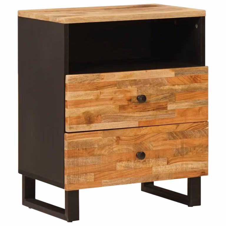 vidaXL Mobiletto da Letto Moderno in Legno di Mango Marrone L: 50 cm, P: 33 cm, H: 62 cm