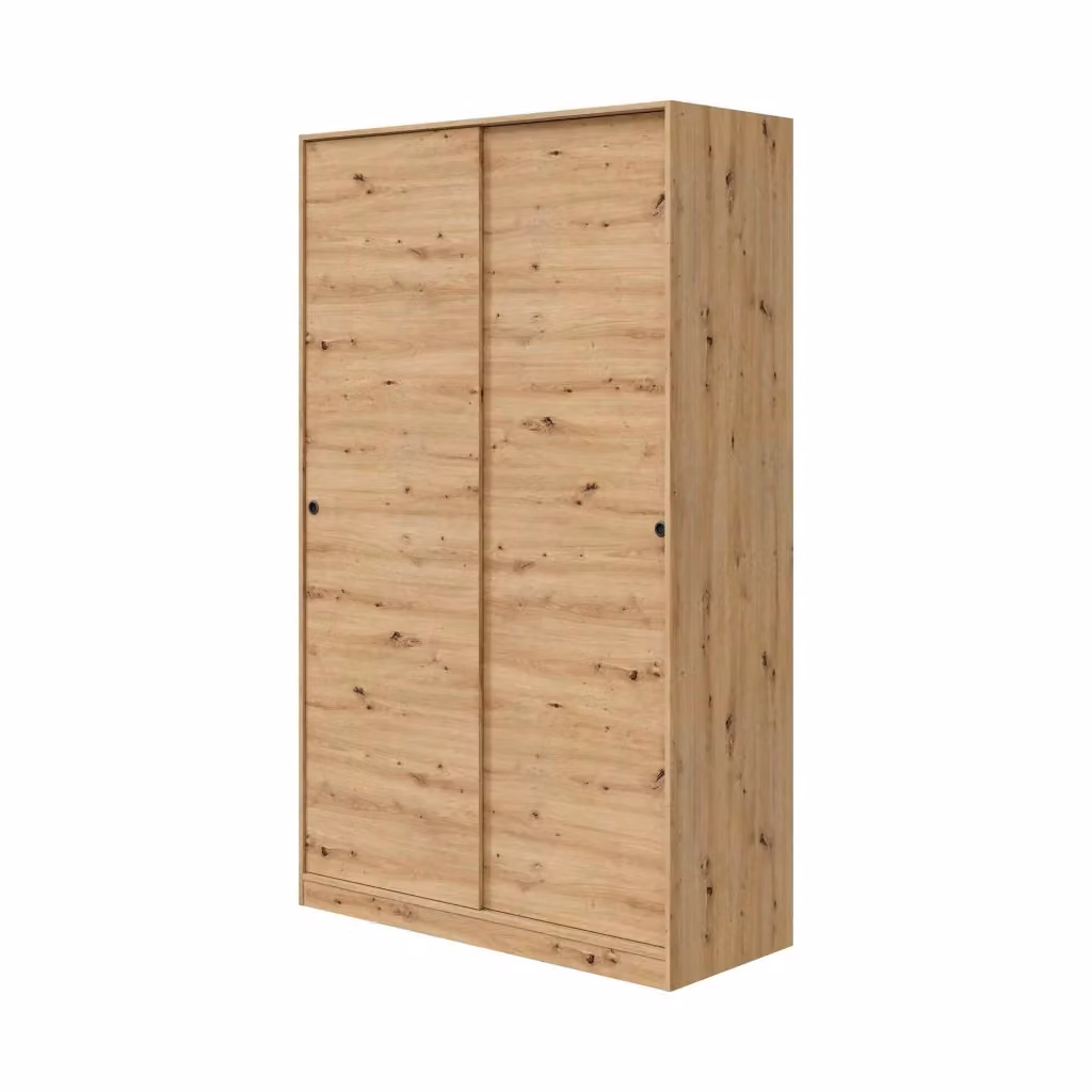 Armadio per camera da letto DMORA Adrenalin con 2 ante scorrevoli, ripiani interni e barra appendiabiti, Rovere, L: 120 cm, P: 50 cm, H: 200 cm – 2
