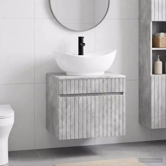 Set di mobili per il bagno sospesi vidaXL in legno ingegnerizzato Grigio opaco L/P/H: 59,0 x 44,5 x 50,0 cm