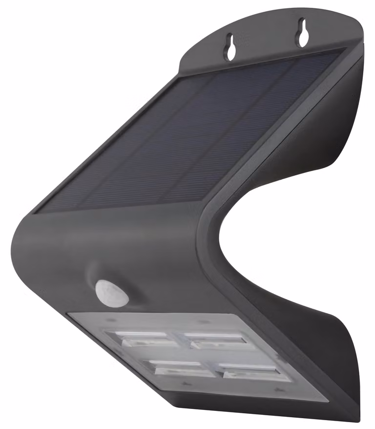 Lampada da esterno a LED solare con sensore di movimento, 3,2 W, 400 lumen, grado di protezione IP54, colore antracite