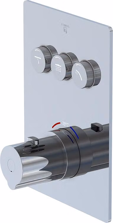 Steinberg Série 390 robinet de douche/bain, thermostat encastré 3/4, avec pushtronic, 3 consommateurs, 39042313, 39042313