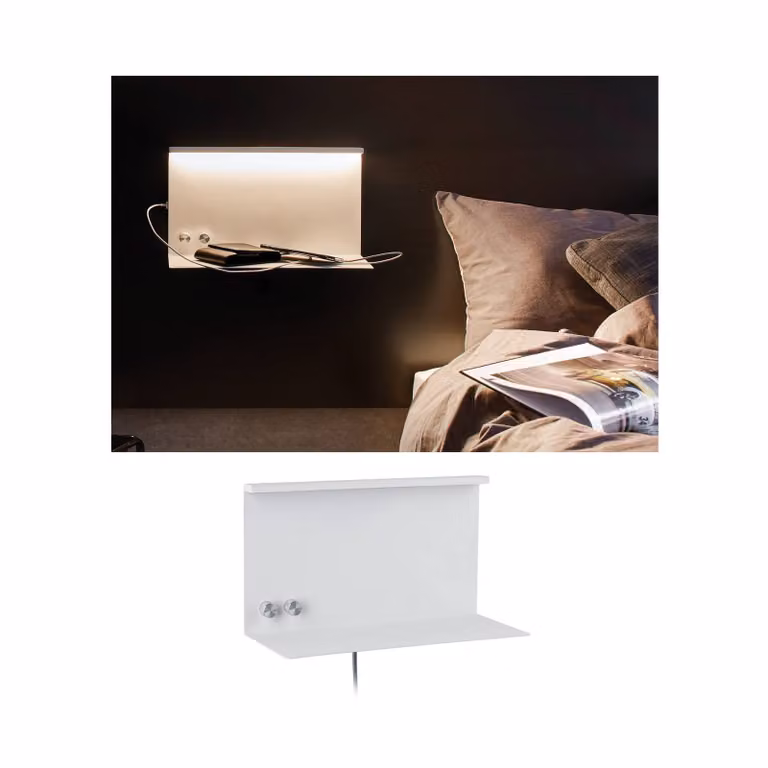 Paulmann Applique da parete a LED Jarina, dimmerabile, Bianco / Opale, Camera da letto, Metallo, Moderno, Applique a LED