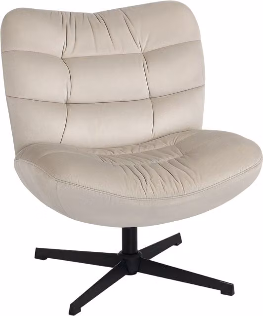 Poltrona girevole HOMCOM in ciniglia beige per salotto, sedia imbottita senza braccioli, L: 70 cm, P: 80 cm, H: 82 cm