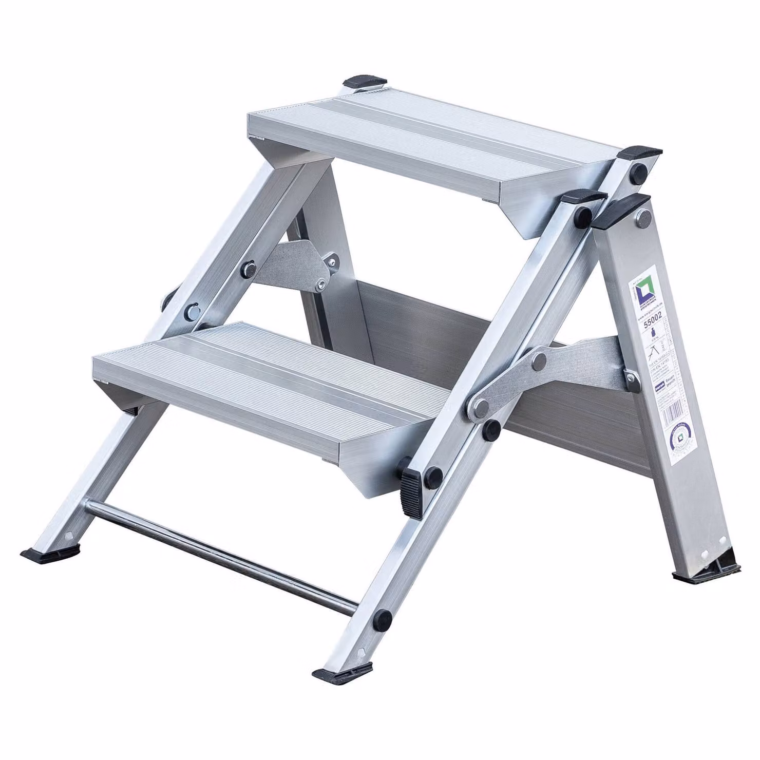 Scala pieghevole in alluminio, 2 gradini 55002