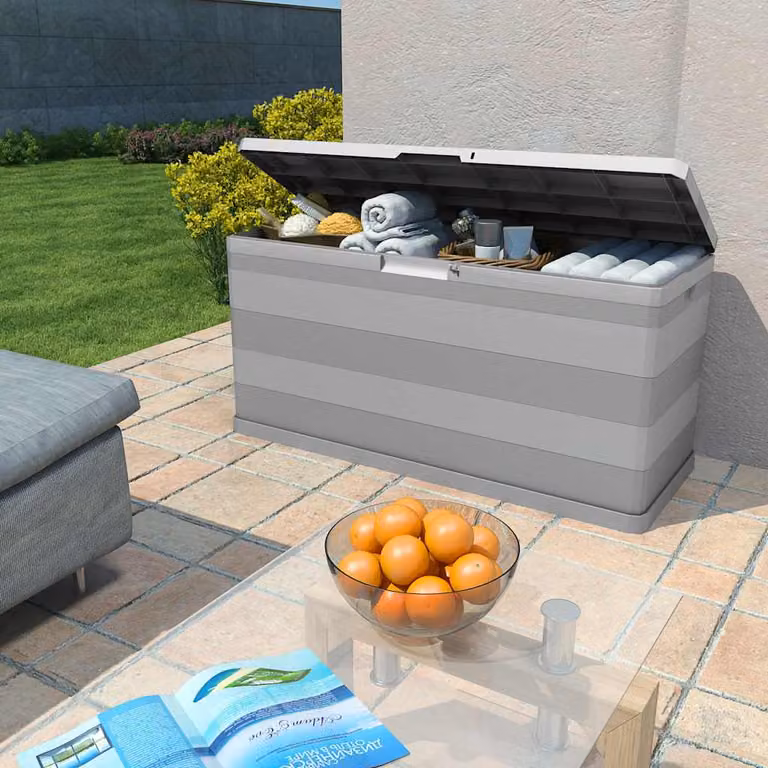 vidaXL Baule da Giardino Grigio 117x45x56 cm