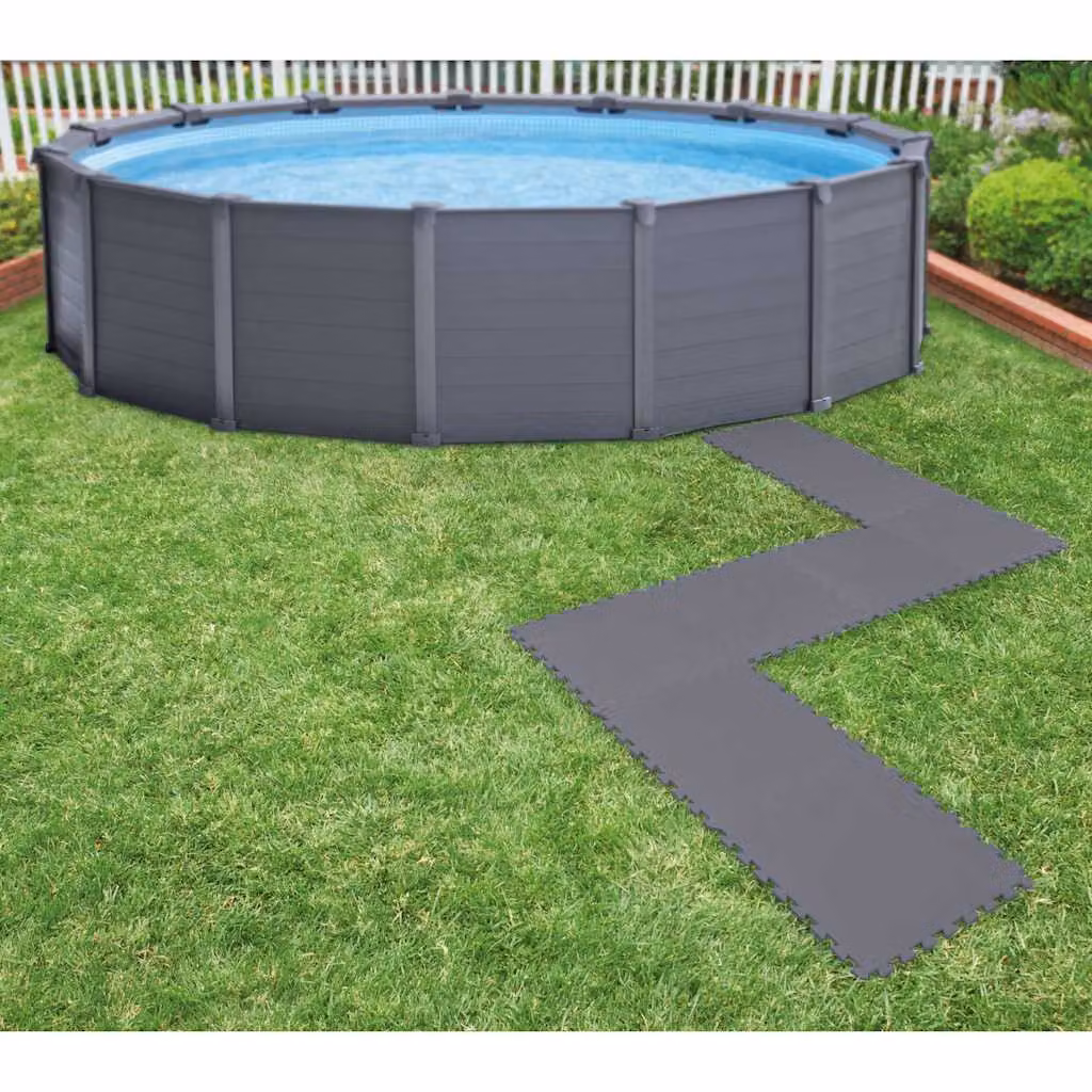 Intex Protezione per Pavimento ad Incastro in Plastica Grigia, 8 Pezzi, L/P/H: 50 x 50 x 0,5 cm