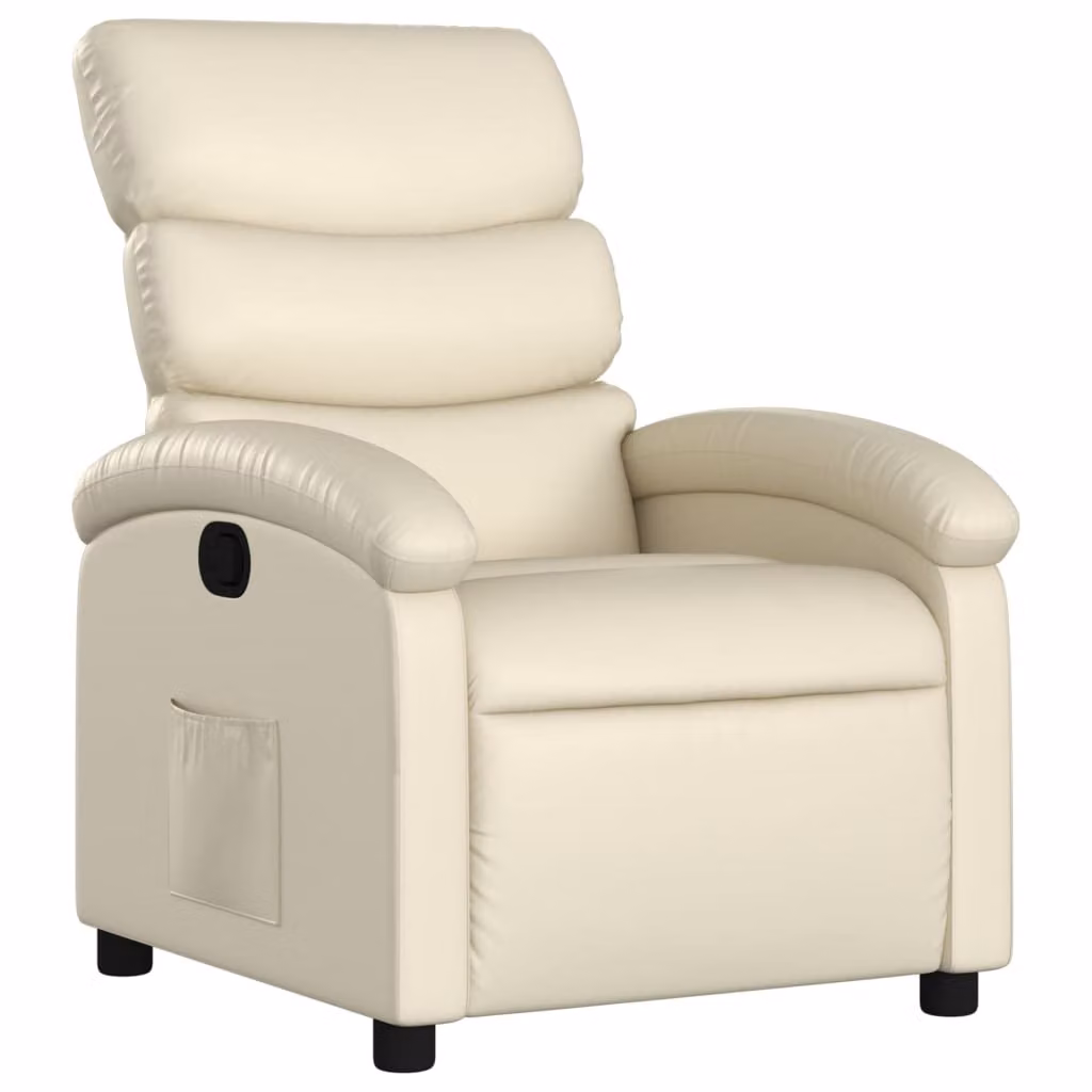 Poltrona Reclinabile Crema in Pelle finta