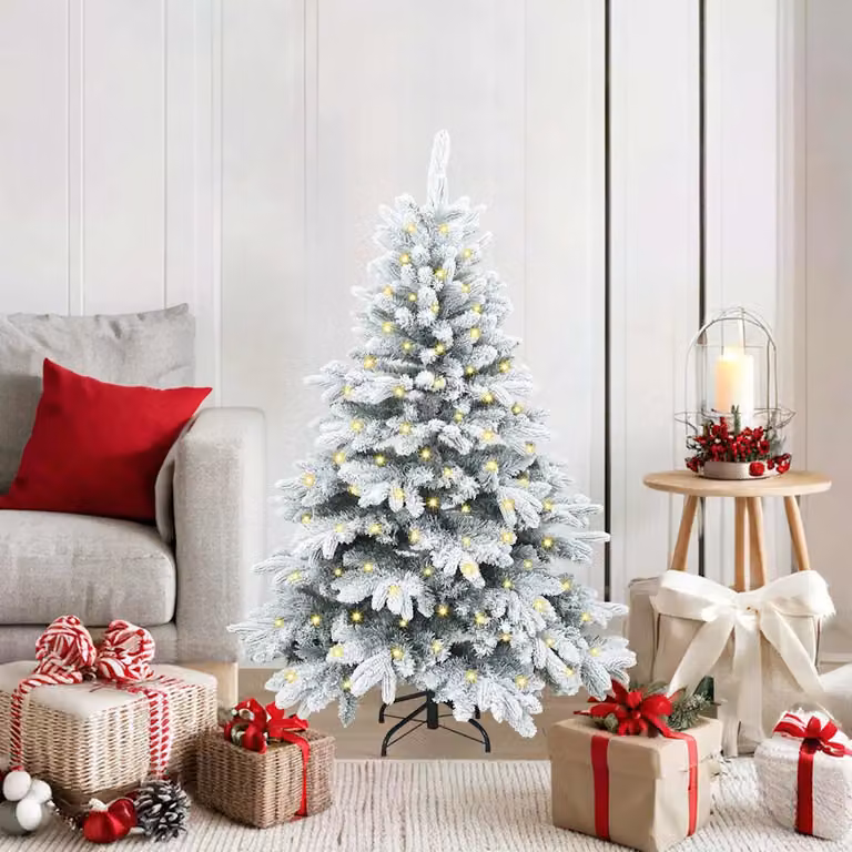 Albero di Natale artificiale bianco vidaXL con 150 LED luce bianca calda in PE e PVC, Altezza: 120 cm
