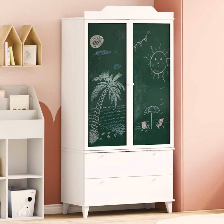 vidaXL Scatola creativa ROROS per bambini, Bianco e Verde, L/P/H: 90 x 45 x 180 cm
