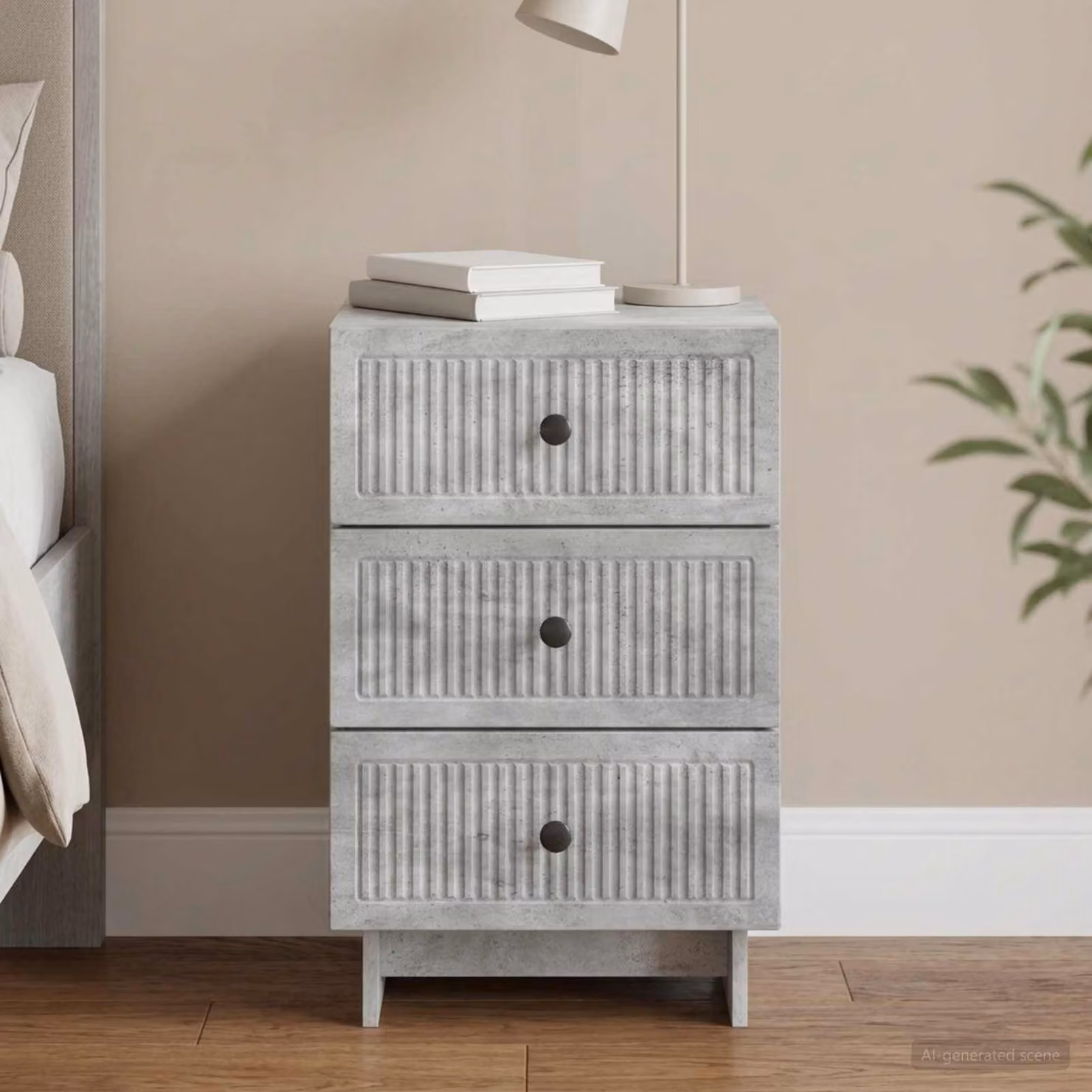 vidaXL Armadio da Notte Moderno con Cassetto in Grigio Cemento L 43 cm x P 41 cm x H 66,5 cm