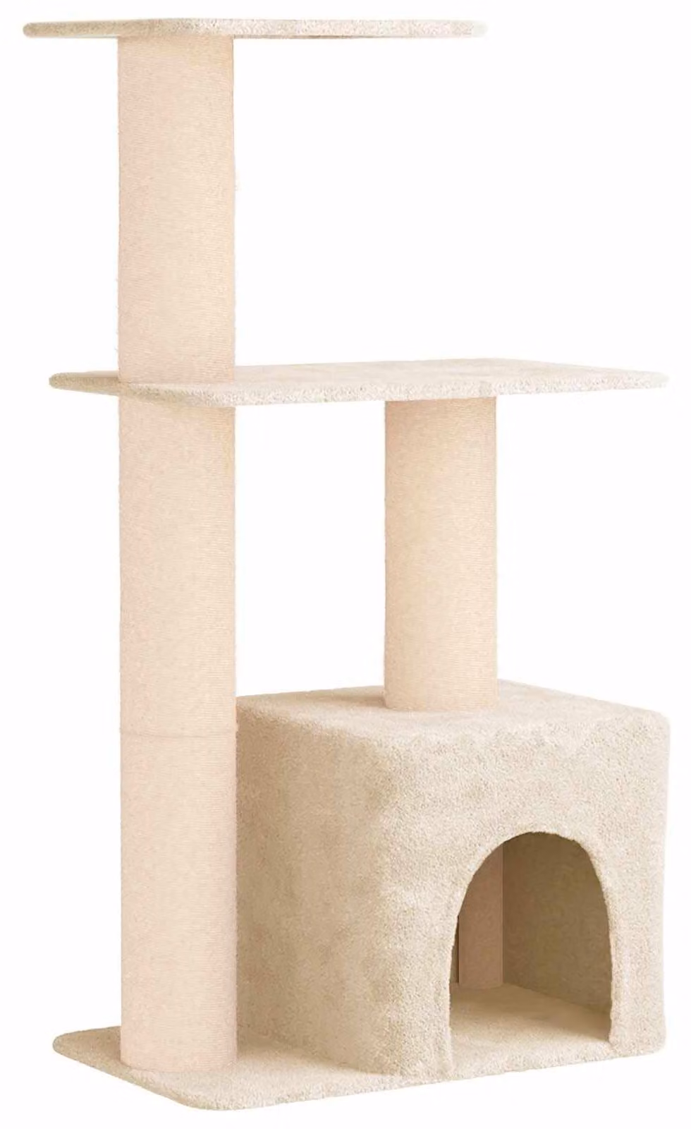 Albero per gatti con pali da graffio e rifugio accogliente, altezza 133 cm
